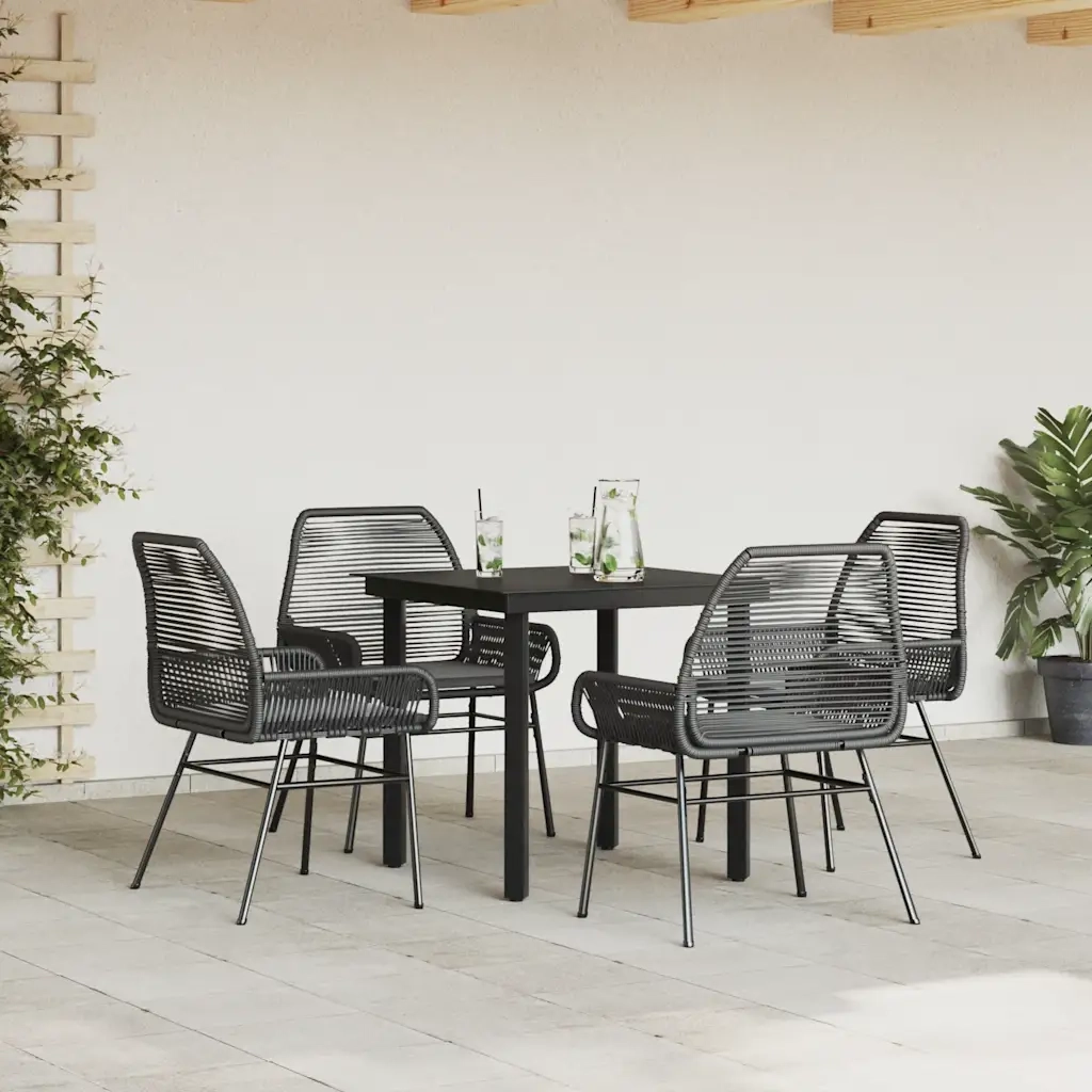 Set da Pranzo da Giardino con Cuscini 5 pz | Set Salotto da Giardino Polyrattan Vetro