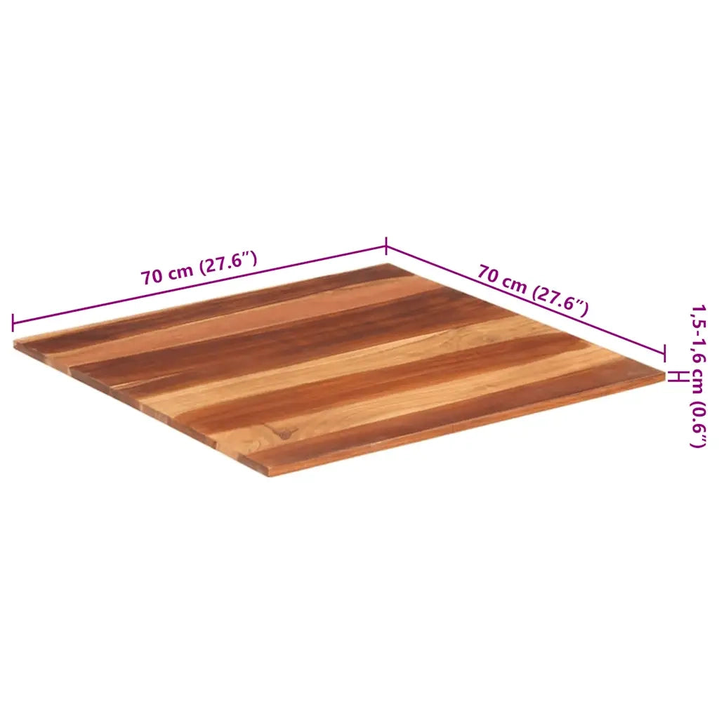 Piano Tavolo in Legno Massello di Acacia 15-16 mm 70x70 cm 285984