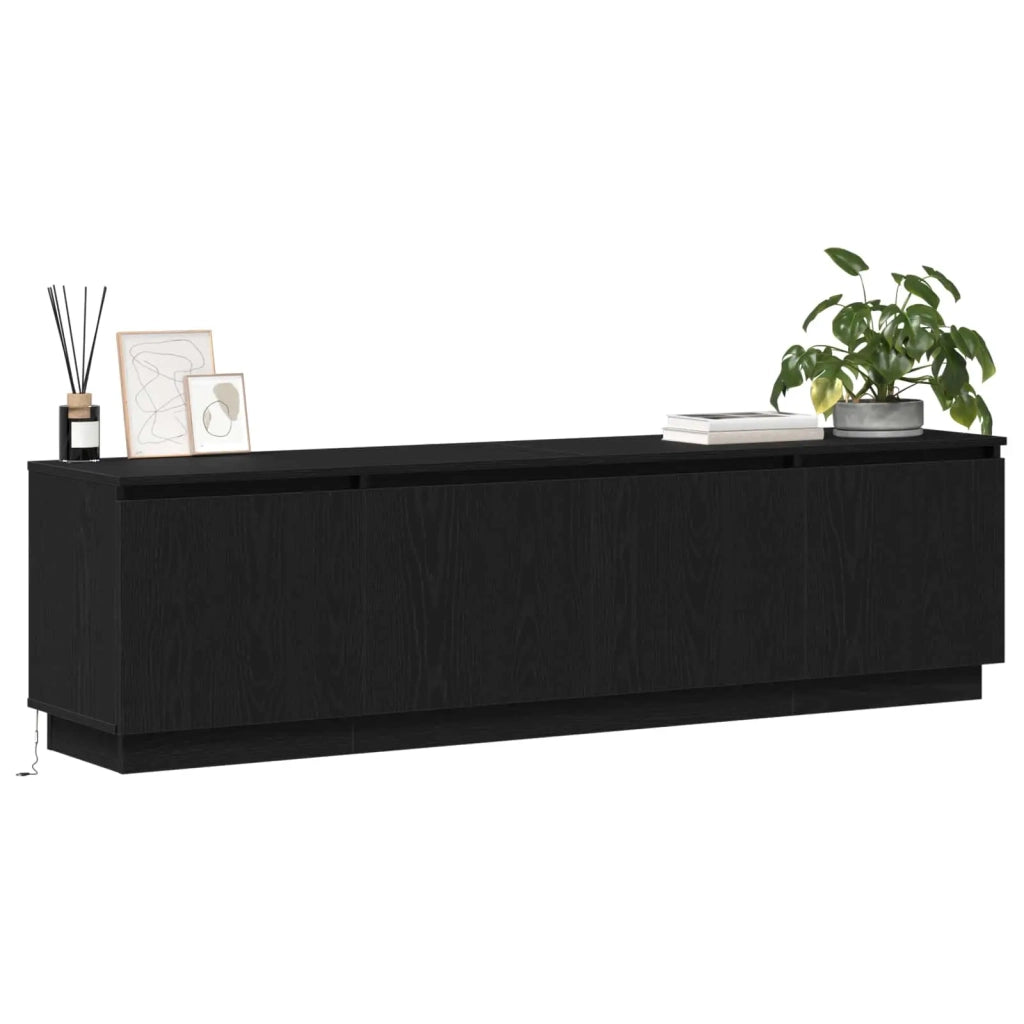 Mobile TV-Credenza per TV Rovere Nero 180 x 38 x 49 cm Legno multistrato
