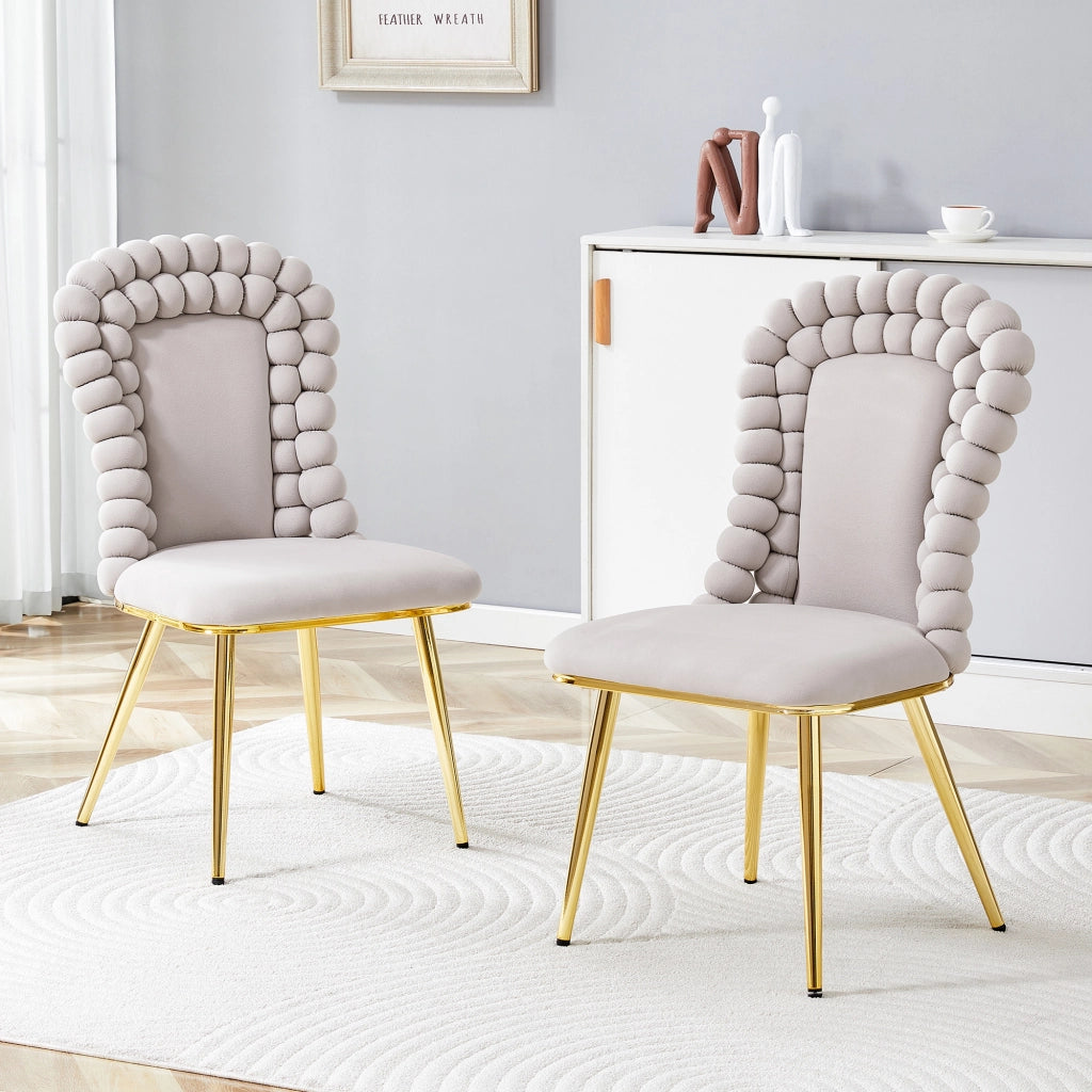 Sedie da Pranzo in Velluto Grigio con Gambe in Metallo Dorato ¨C MINIMAL ¨C Set 2 Pezzi