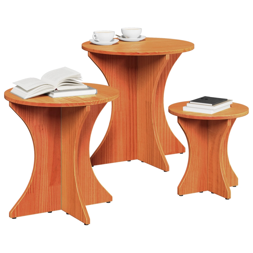 vidaXL Tavolino da salotto 3 pcs Cera marrone 46 x 46 x 47 cm