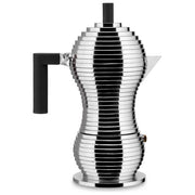 Alessi Pulcina caffettiera espresso 6 tazze, alluminio, manico e pomolo in PA nero, MDL02-6 B