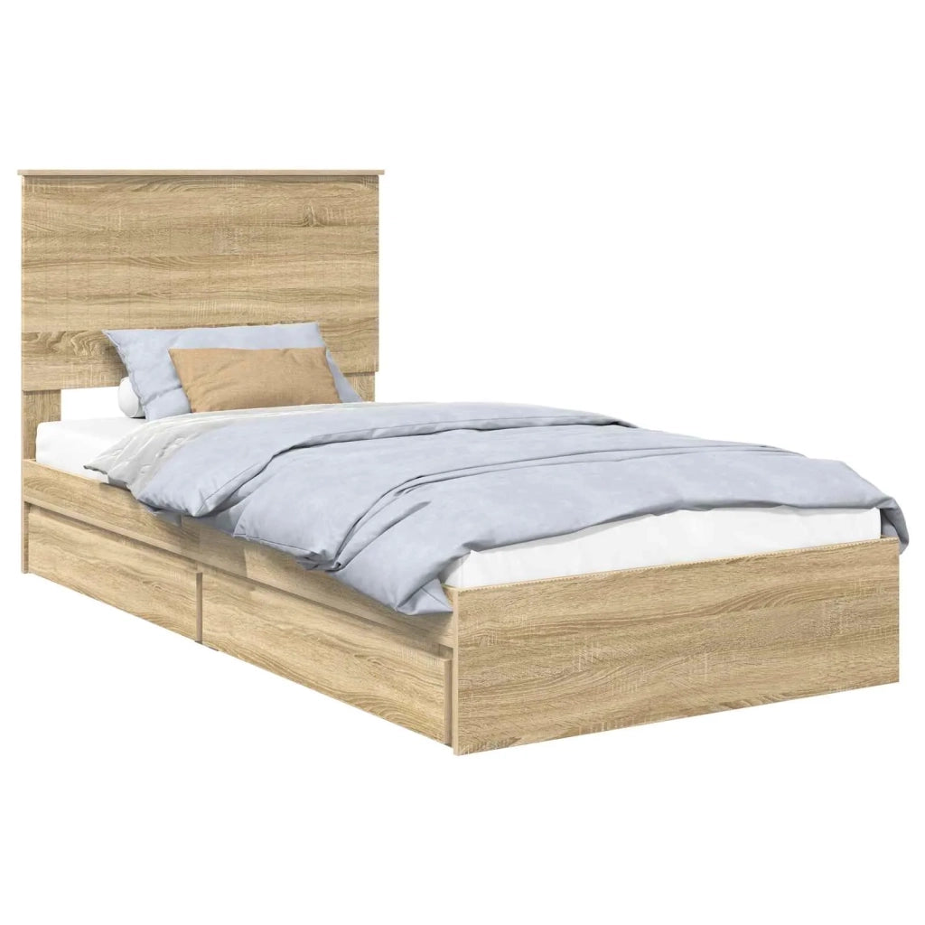 Letto con Contenitore con testiera Rovere Sonoma 100 x 200 cm