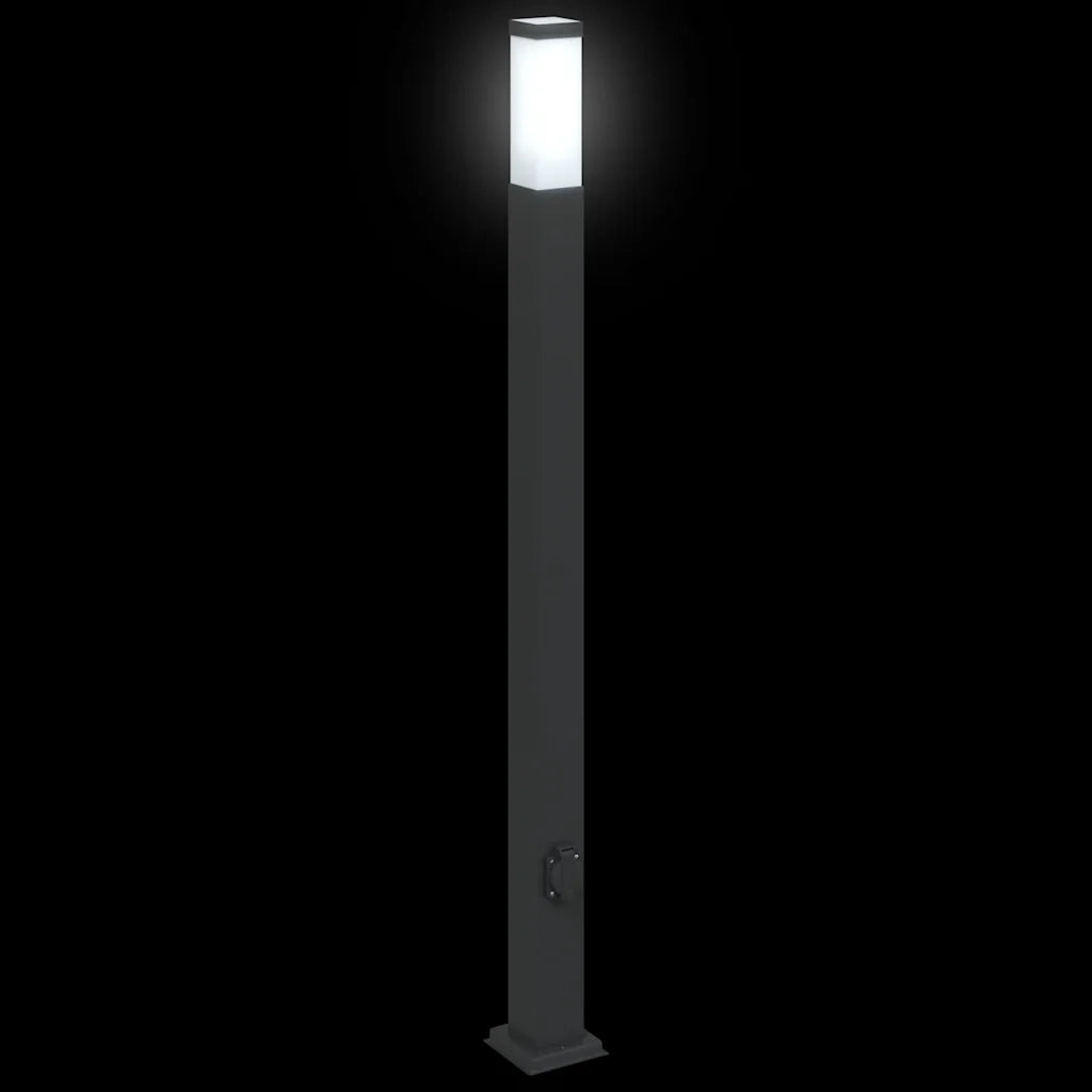 Lampada a paletto con presa di corrente 110 cm Nera IP44 4006087