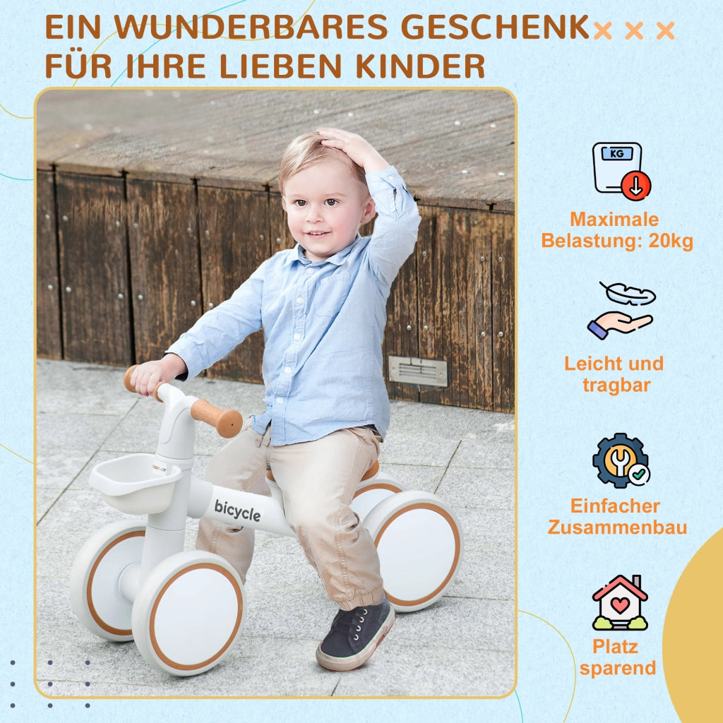 Bicicletta senza pedali ¨C zephmum ¨C regolabile, 1-3 anni, marrone/bianco