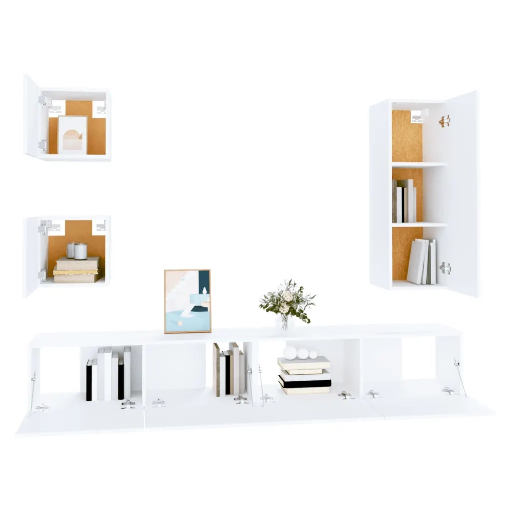 Set di Mobili Porta TV 5 pz Bianco in Legno Multistrato 3114438