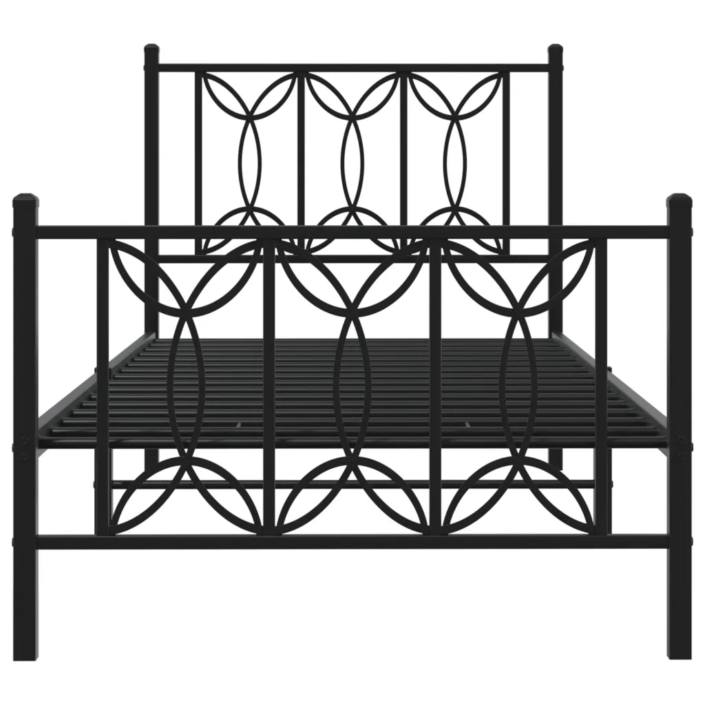 Giroletto con Testiera e Pediera Metallo Nero 75x190 cm 376136