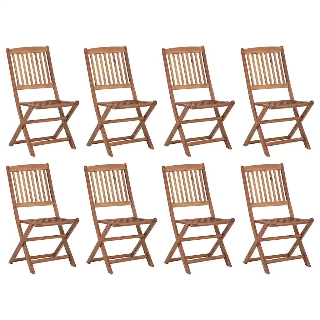 Sedie da Giardino Pieghevoli 8 pz con Cuscini Massello Acacia 3075119