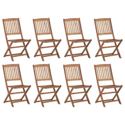 Sedie da Giardino Pieghevoli 8 pz con Cuscini Massello Acacia 3075119