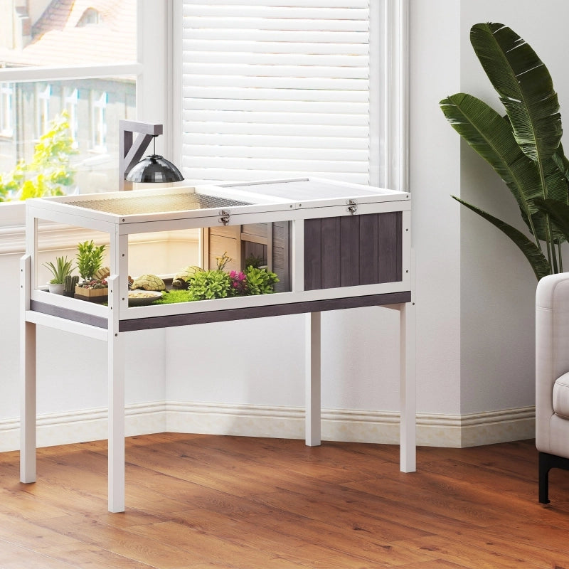 TARTARUGHIERA 104 cm Legno Massello Bianco e Grigio con doppia zona