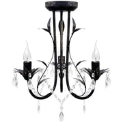 Lampadario Art Nouveau Nero Metallo Perline Cristallo e Lampadine E14cod mxl 105580
