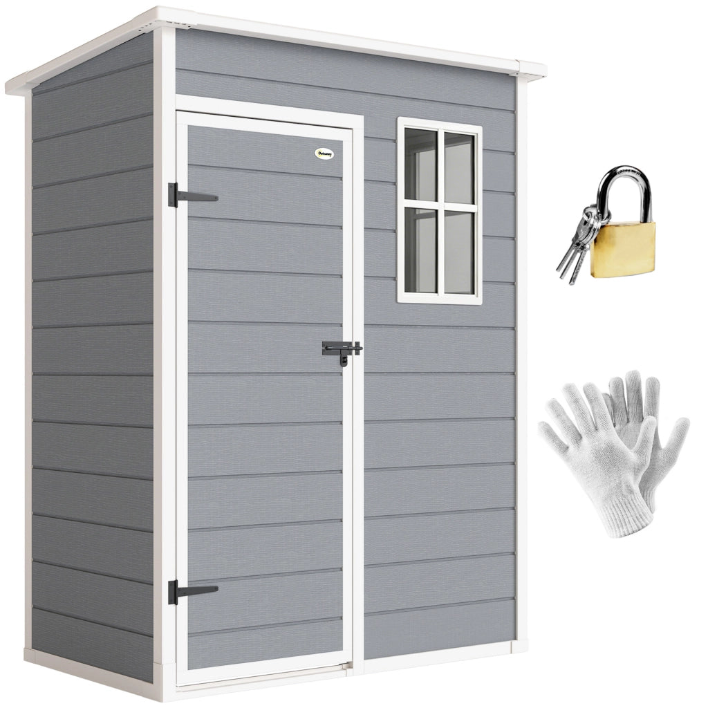 Casetta da giardino in plastica ¨C zephmum ¨C grigio 151x92x193cm
