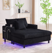 Poltrona relax oversize in velluto a coste con LED e USB