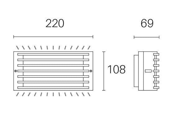 Applique 10W Led 4000K linea grid grafite