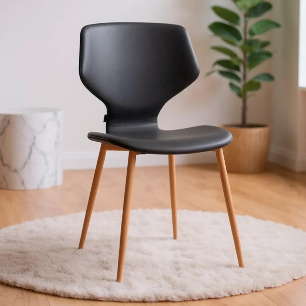LÚZETE - SEDIA UPPLAND PU GRIGIO MARENGO GAMBE COLORE FAGGIO