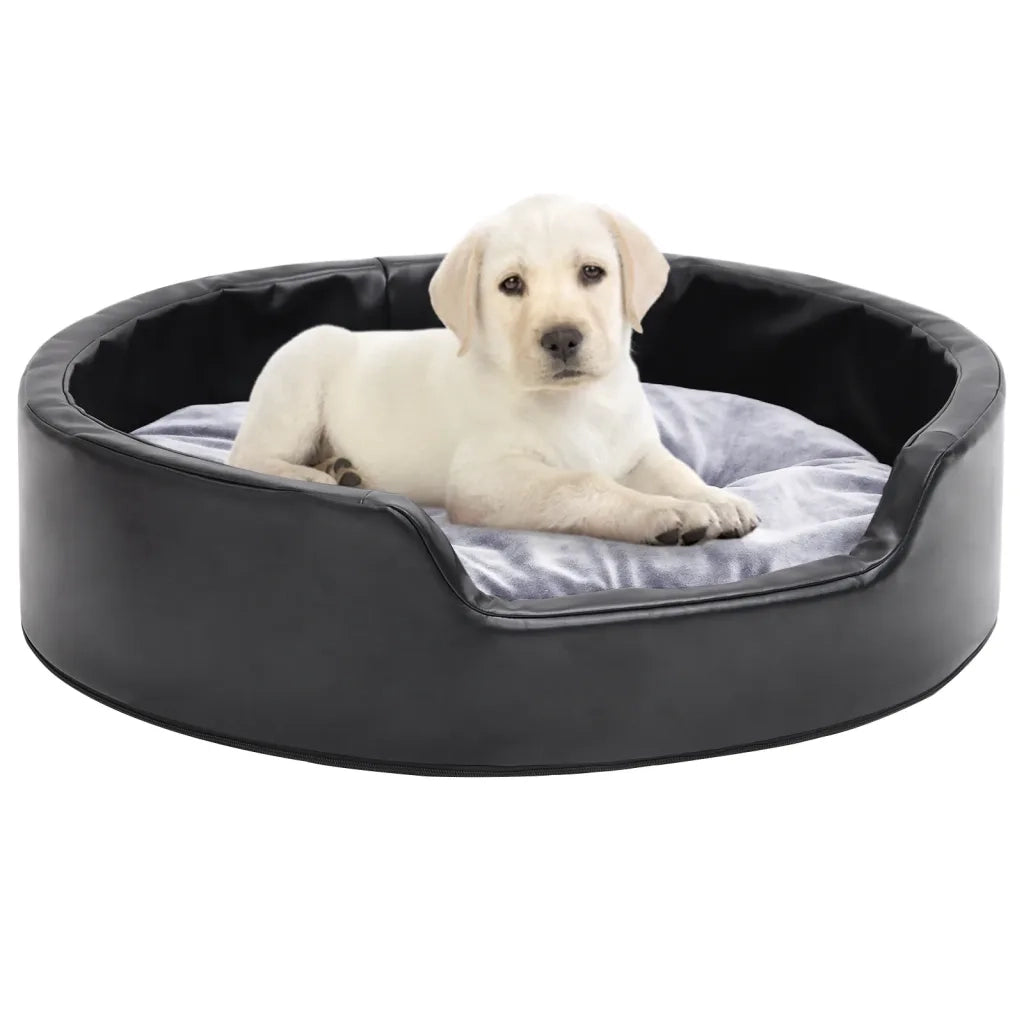 Lettino per Cani Nero e Grigio 69x59x19 cm Peluche e Similpelle 171253
