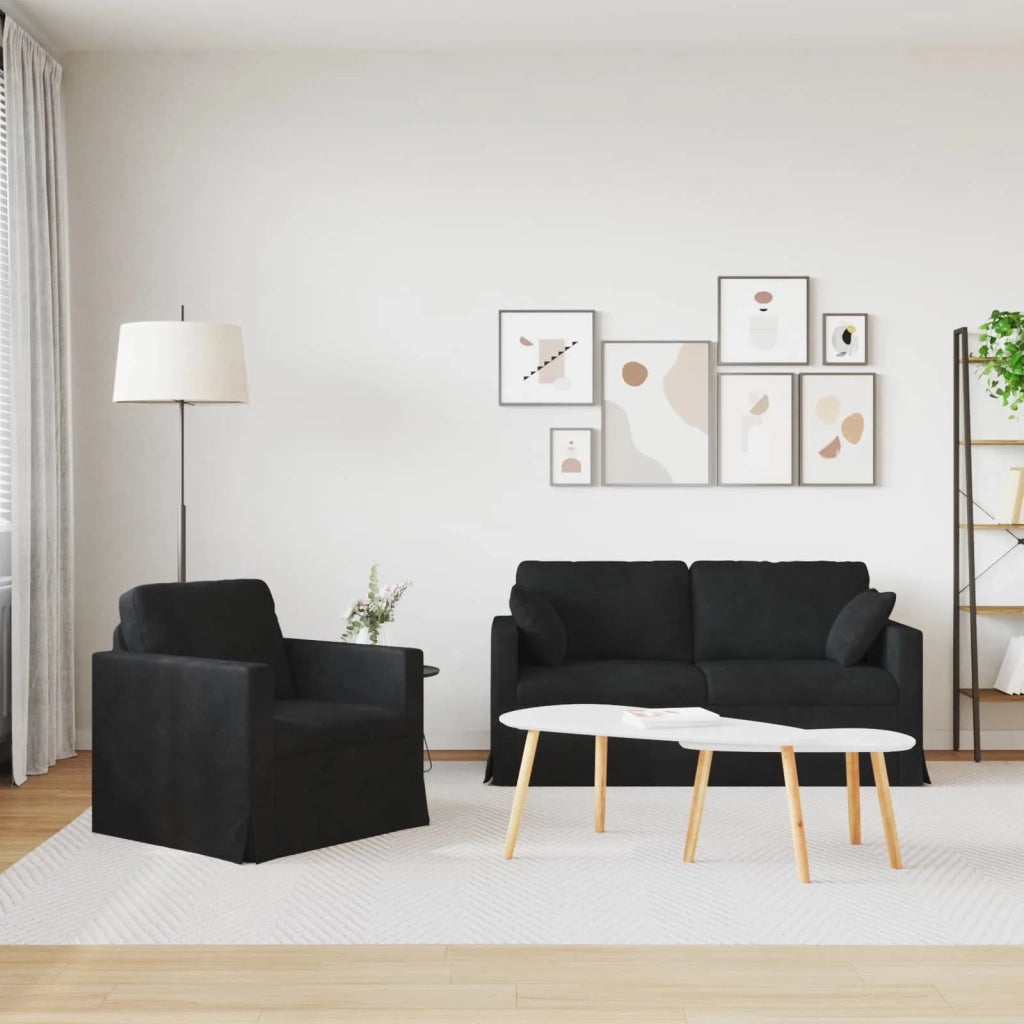 Set di divani 2 pcs Nero 158 x 78 x 80 cm Velluto