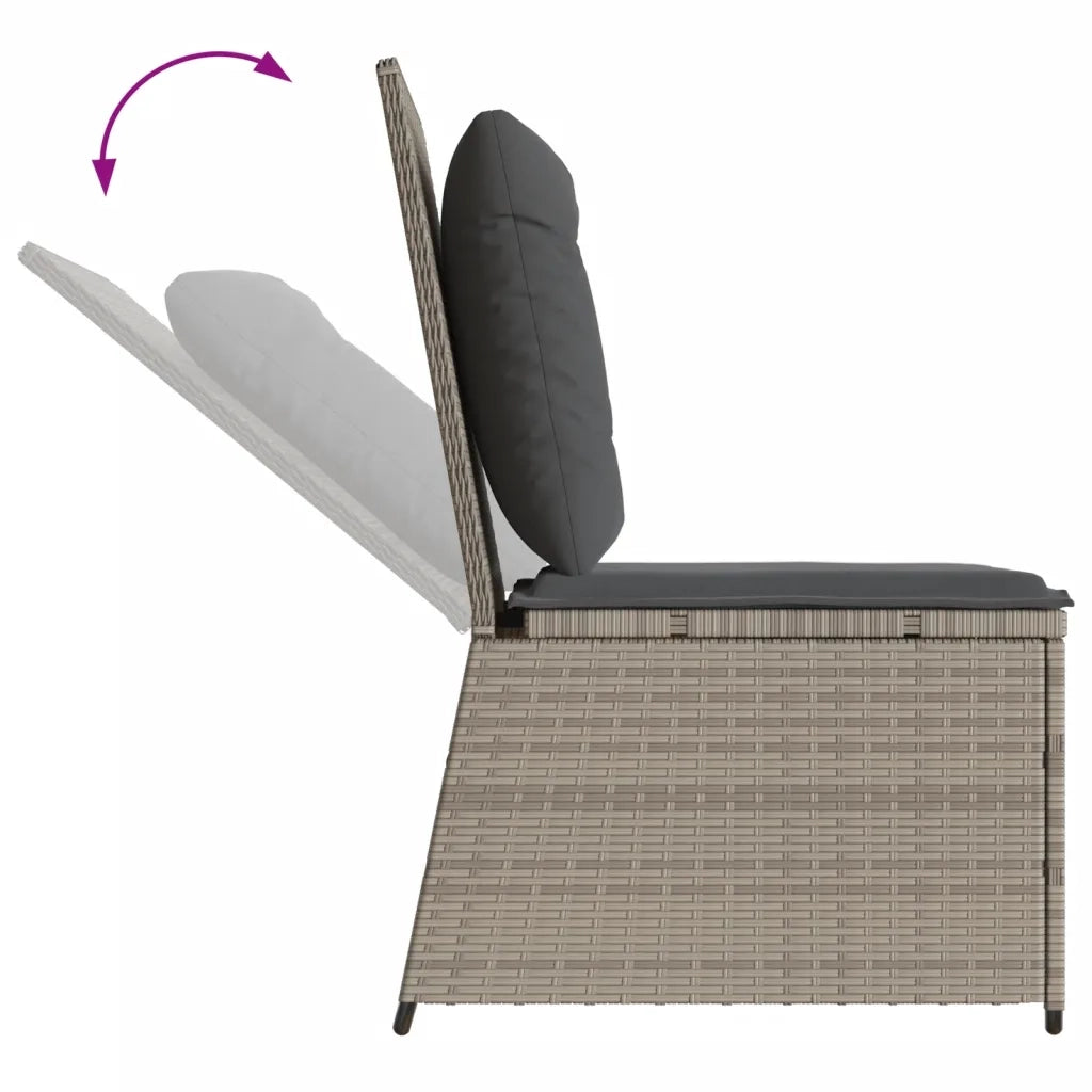 Divano Reclinabile Giardino Cuscini-Sofa da Giardino-Divano da esterno Grigio Chiaro in Polyrattan