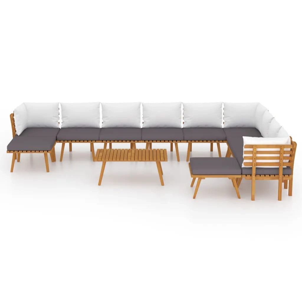 Set Divani da Giardino 12 pz con Cuscini in Massello di Acacia 3087020