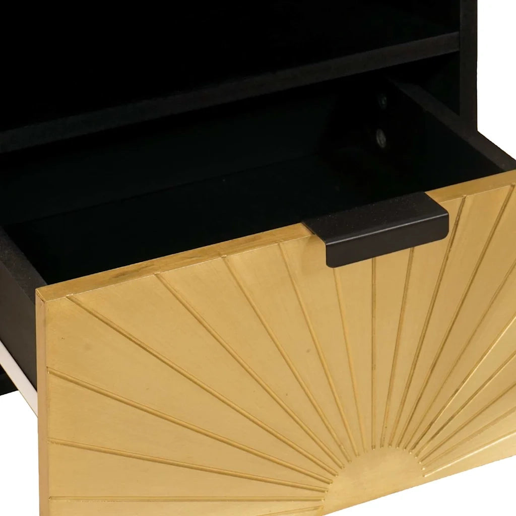vidaXL Mobile TV Nero e Oro 70 x 33 x 46 cm legno massello di mango