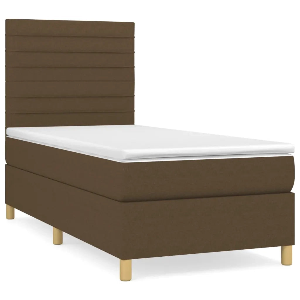 Giroletto a Molle con Materasso Marrone Scuro 100x200cm Tessuto 3142396