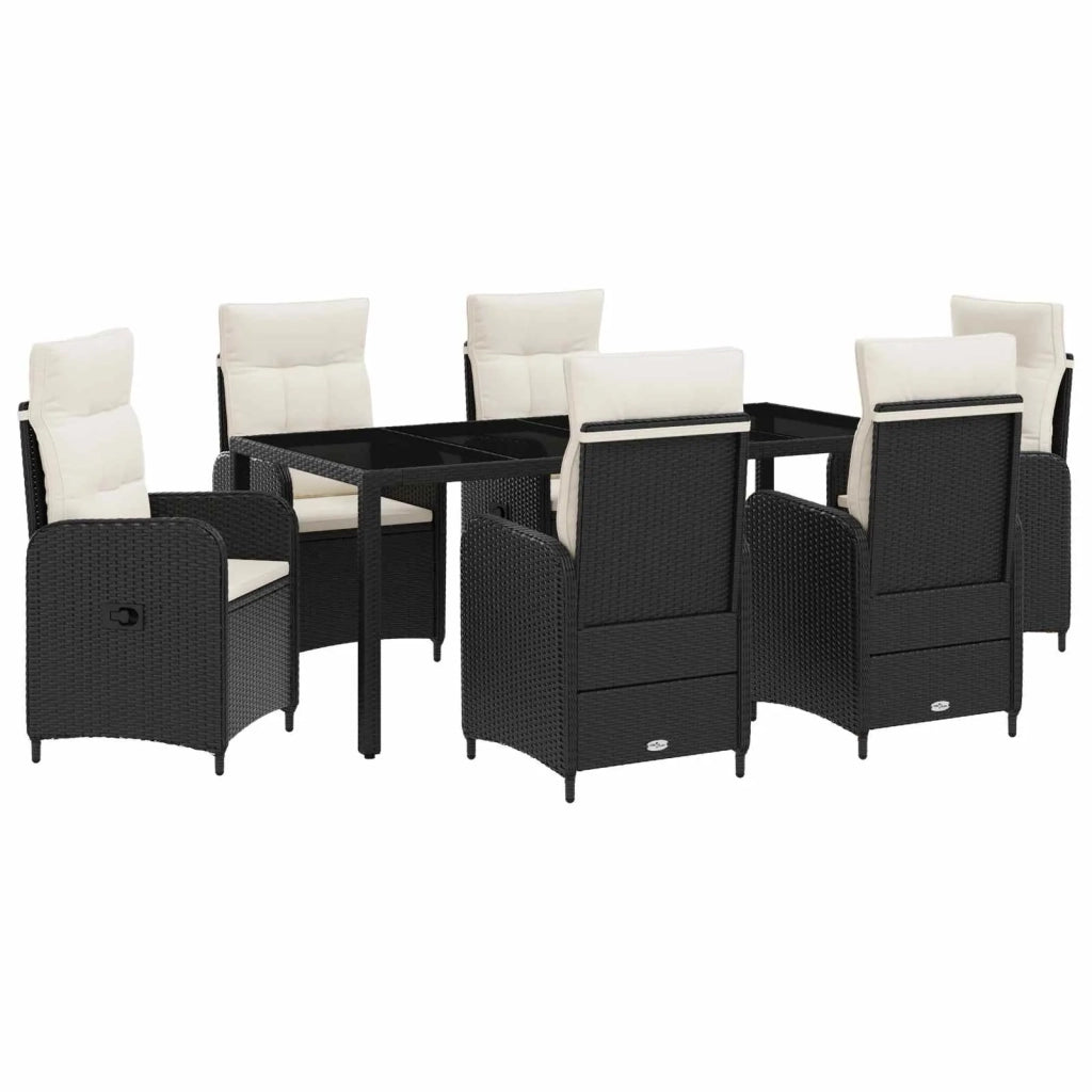 Set da pranzo per esterni 7 pcs Nero e Bianco Crema