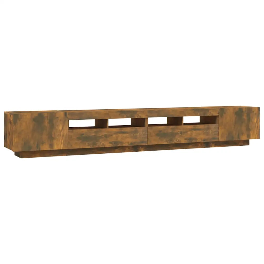 Set Mobili TV 3pz con Luci LED Rovere Fumo in Legno Multistrato cod mxl 18191