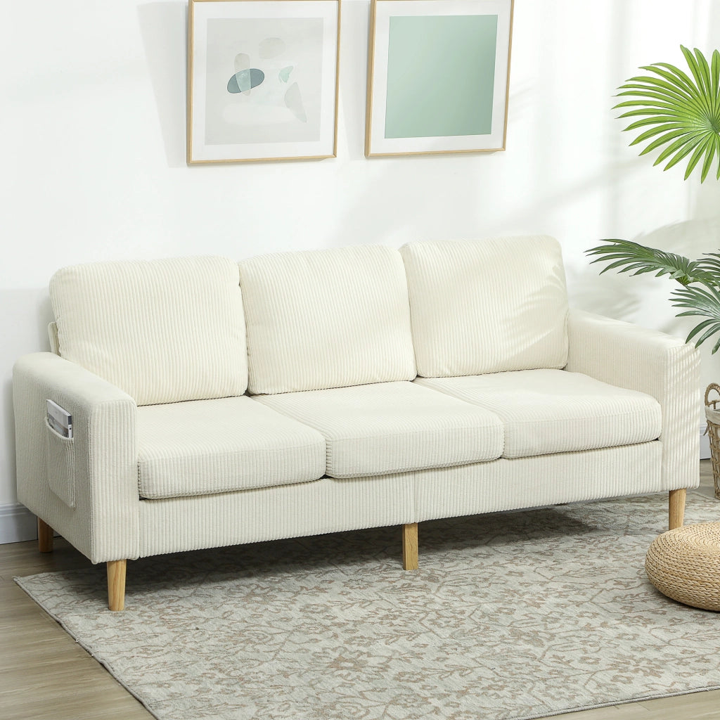 Divano 3 posti in velluto ¨C Minimal ¨C beige 192x80x84,5 cm