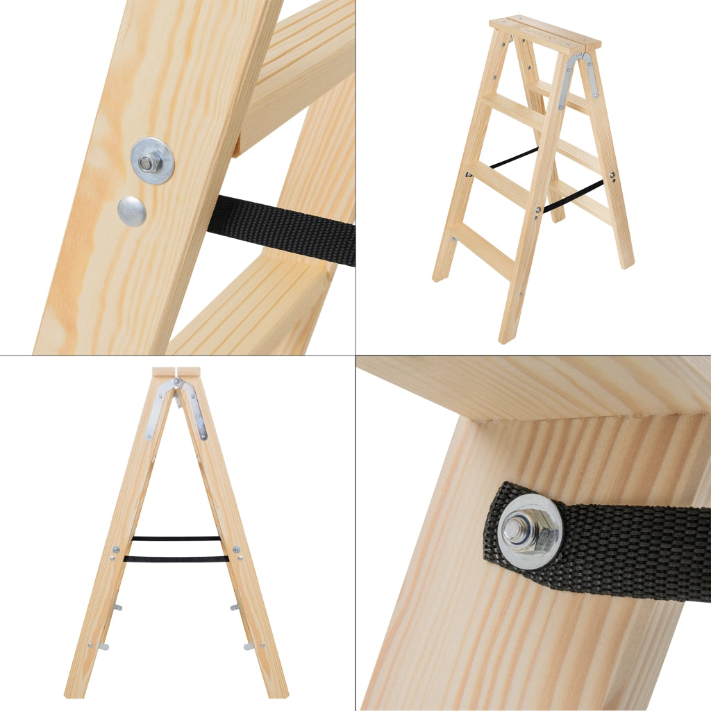 Scala da pittore in legno KADAX, 4 gradini, scala pieghevole, a doppia faccia