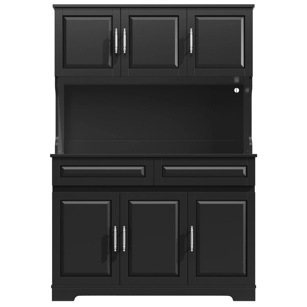 Mobile Alto da Cucina con LED e Ripiani Regolabili ¨C MINIMAL ¨C Nero 108x40x180