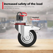Set di 4 Ruote Grasse 100 mm - Ruote con ammortizzatore fino a 280 kg - Ruote in gomma industriale in massa per uso interno ed esterno - Ruote per carrello 130 mm di altezza totale