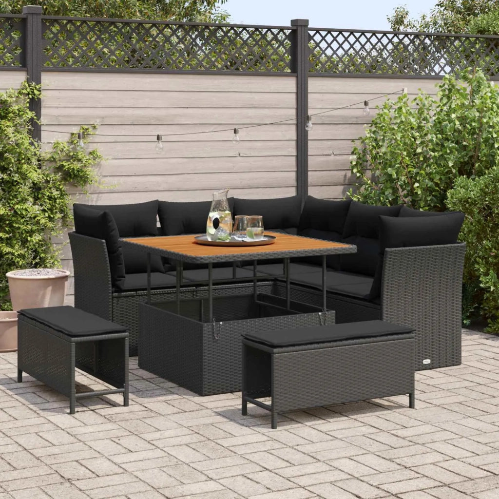 Set Divano da Giardino 8 pcs Nero polyrattan 3361474