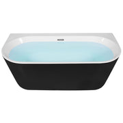 Vasca Da Bagno Nera Sanitaria Acrilica Ovale Singola 170 x 80 cm Con Sistema Di Troppopieno Tubo Di Scarico Design Moderno