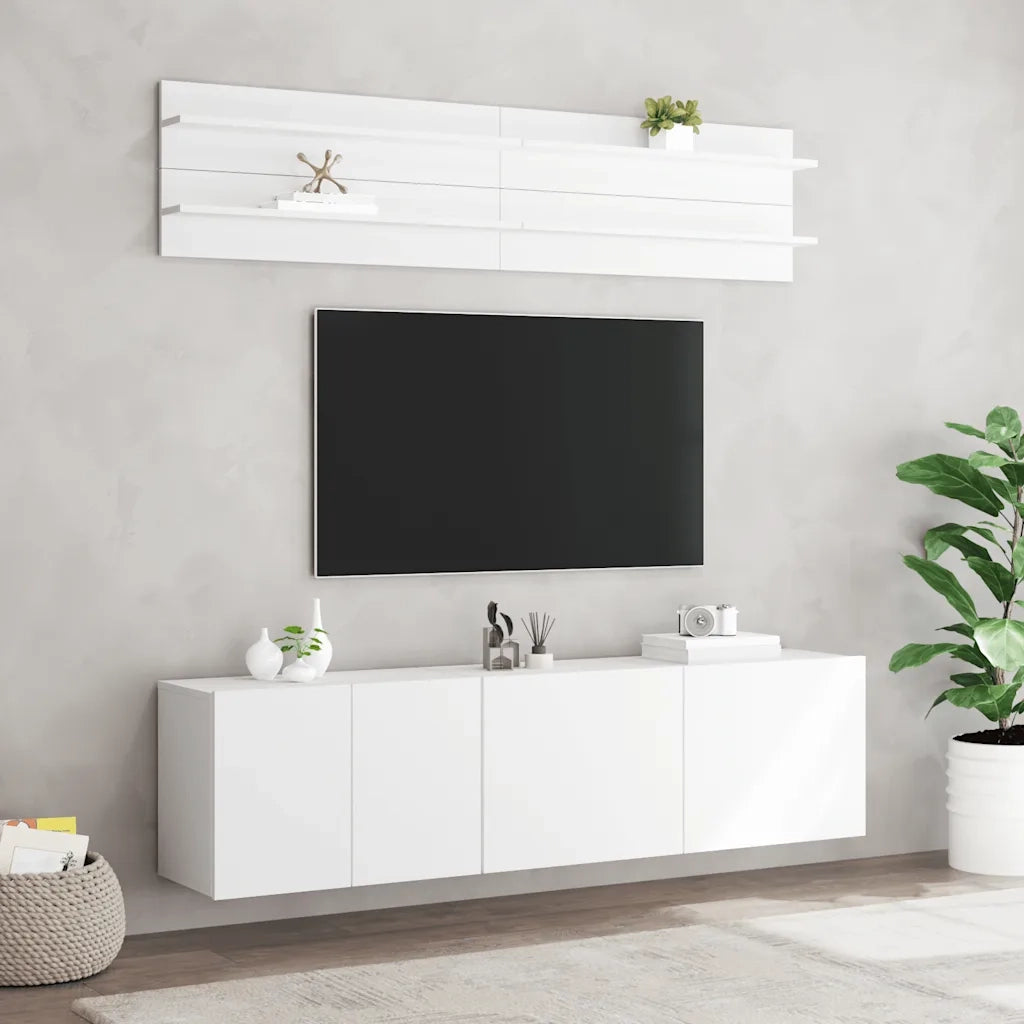 Mobili TV a Muro 6pz Bianchi in Legno Multistrato 3216478