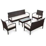 Set Divani da Giardino 5 pz con Cuscini in Polyrattan Marrone cod mxl 34562