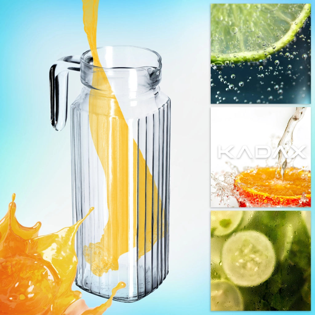 Caraffa in vetro KADAX per bevande, acqua, succhi di frutta, limonata, 1,1 l