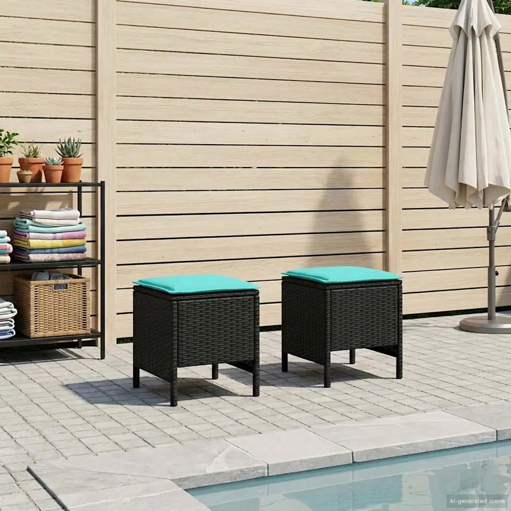 Poggiapiedi da Giardino 2 Pezzo Nero e Turchese 38 x 38 x 45 cm 42025389