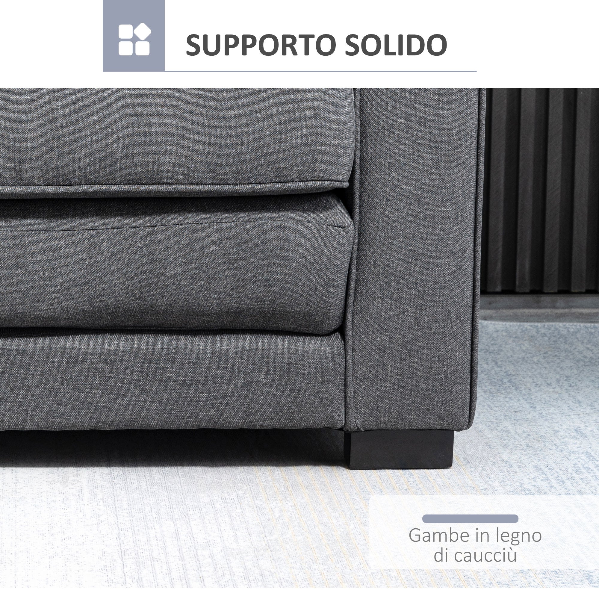 Divano Letto 151x75x85 cm 2 Posti con Imbottitura e Molle in Tessuto Grigio