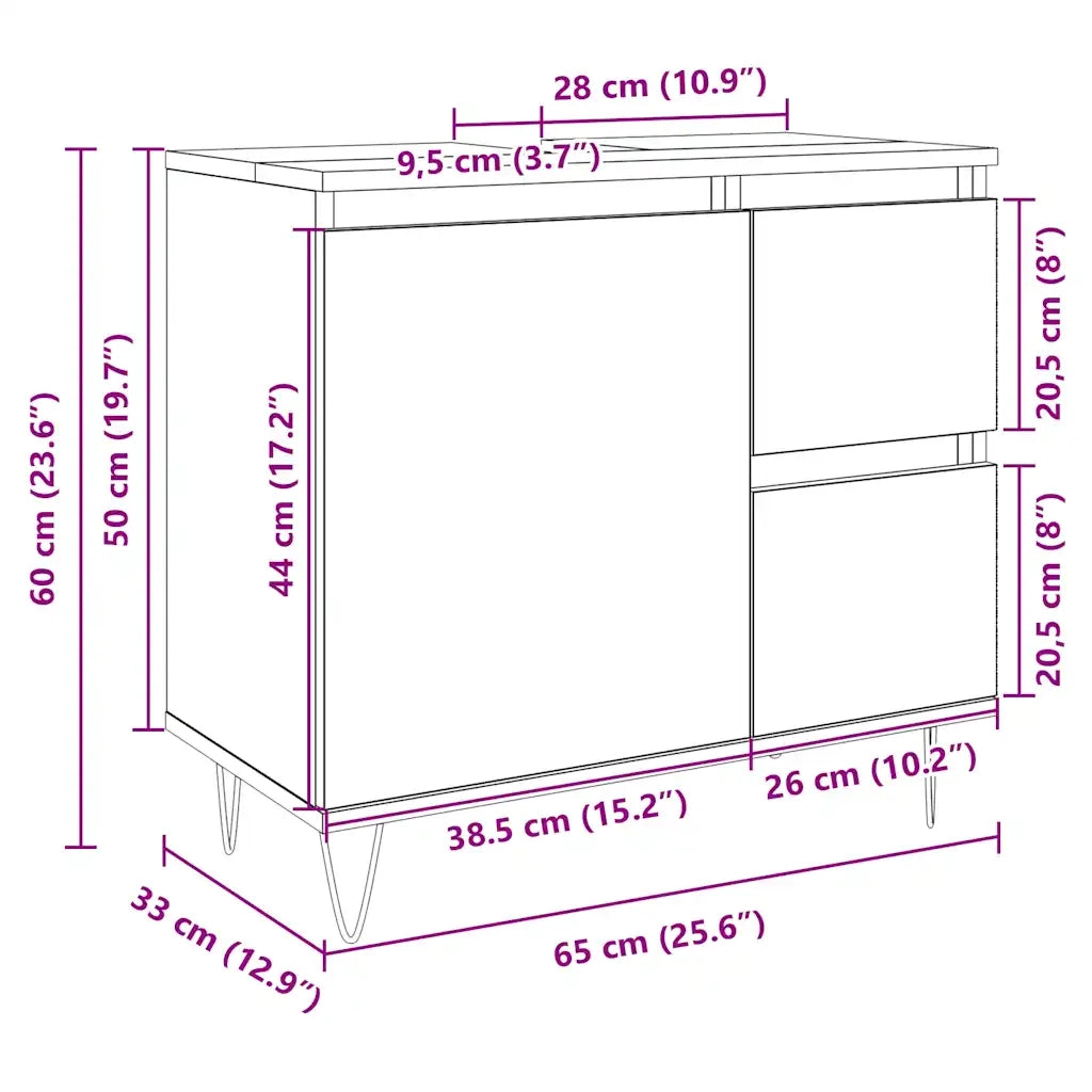 Armadietto da Bagno | Armadio da bagno Rovere Sonoma 65x33x60 cm Legno Multistrato