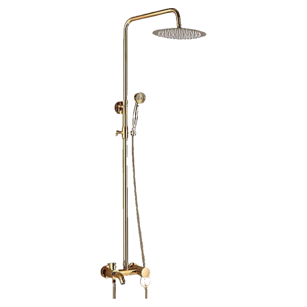 JANA | Set doccia premium in acciaio inox oro lucido | Miscelatore doccia di design | Miscelatore doccia completo di doccetta