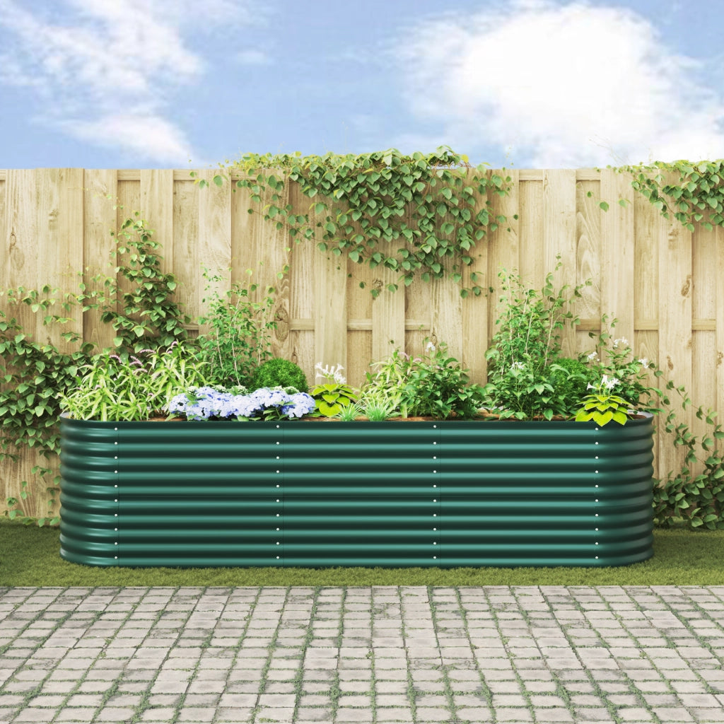 Letto da Giardino Rialzato Verde 320x80x81 cm in Acciaio Galvanizzato di
