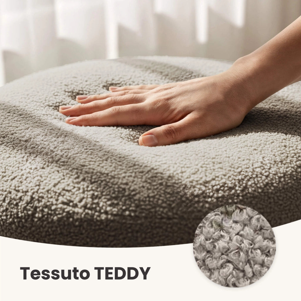 Pouf contenitore cilindrico in tessuto teddy 42 cm SNUGGO Moka