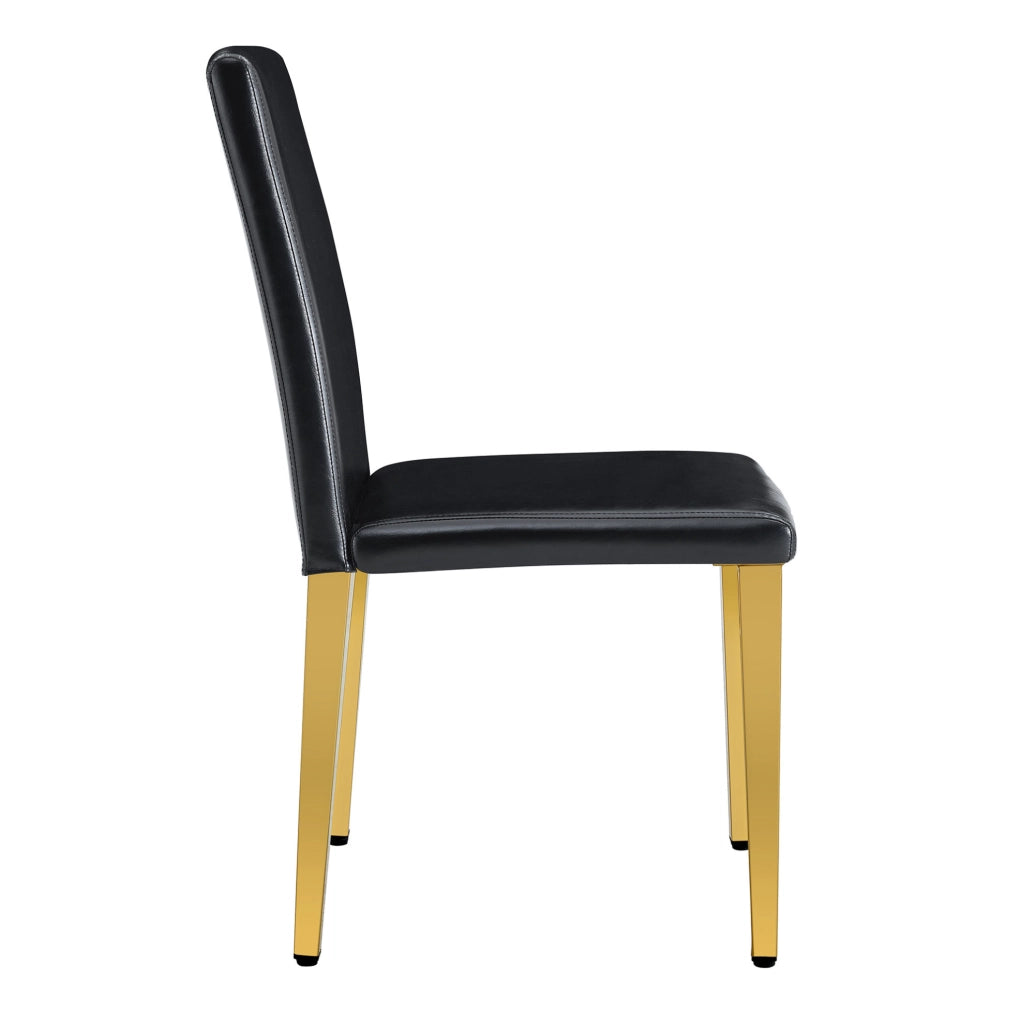 Set di 4 sedie da pranzo moderne in PU nero e metallo oro; 90 cm
