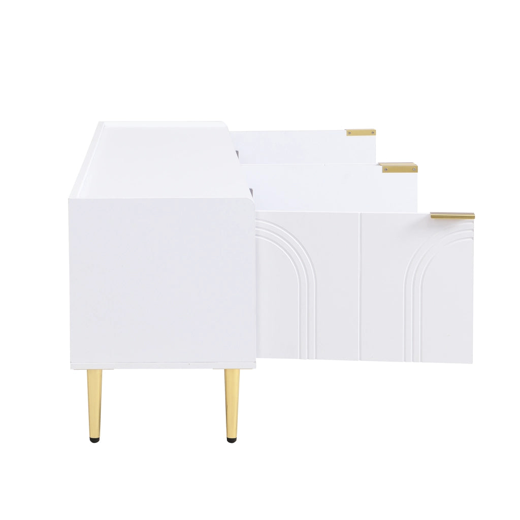 MOBILE TV 170x35x47,5 cm Bianco MDF con dettagli dorati