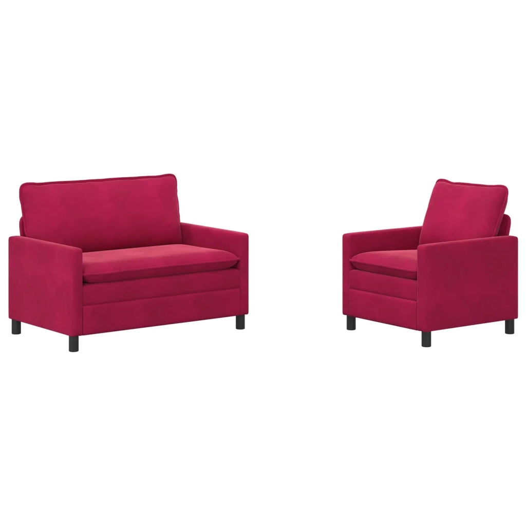 Set di divani 2 pz Rosso Vino Velluto 3417029