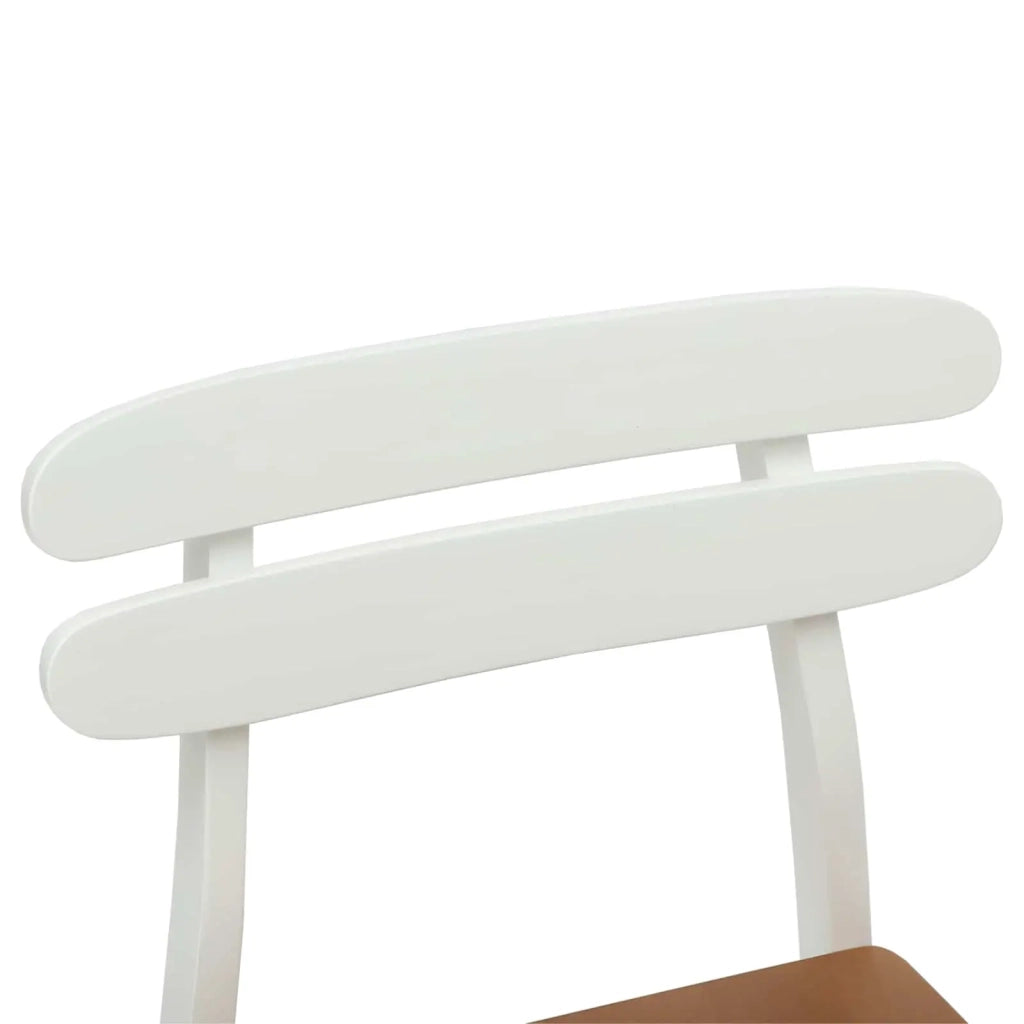 Sedia da pranzo 2 pcs Bianco e Naturale Legno di gomma solido 42020515