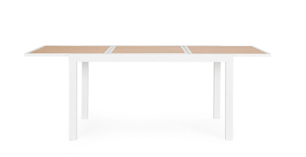 Tavolo Allungabile da Esterno 140-210x77x75h cm in Alluminio e Polywood Hilija Naturale e Bianco