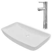 Lavello Bagno con Miscelatore in Ceramica Rettangolare Bianco CFW8497380
