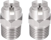 Mondstuk per alta pressione, acciaio inossidabile 304, 65 gradi, apertura 1,8 mm, 2 pezzi, con connettore 1/4 BSPT, minimo 75 caratteri.