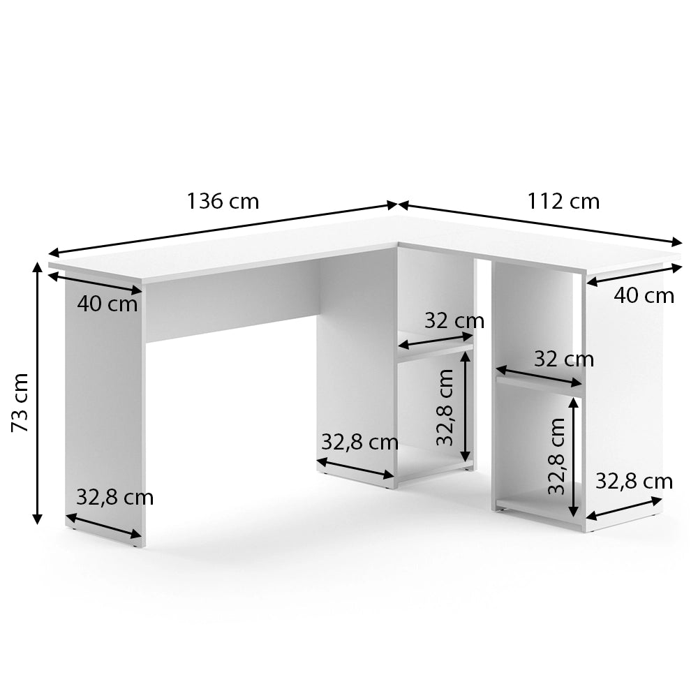 Vicco Scrivania angolare Bianco 136 x 112 cm